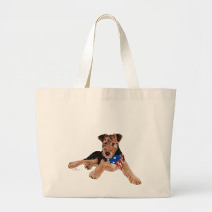 Grand Tote Bag Chiots Terrier Patriotique