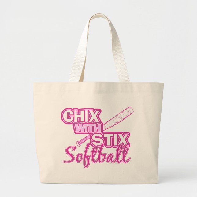 Grand Tote Bag Chix avec le base-ball de Stix (Devant)