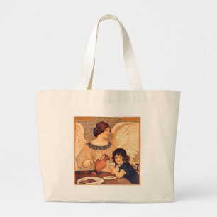 Grand Tote Bag Chocolat Ange Français Antique