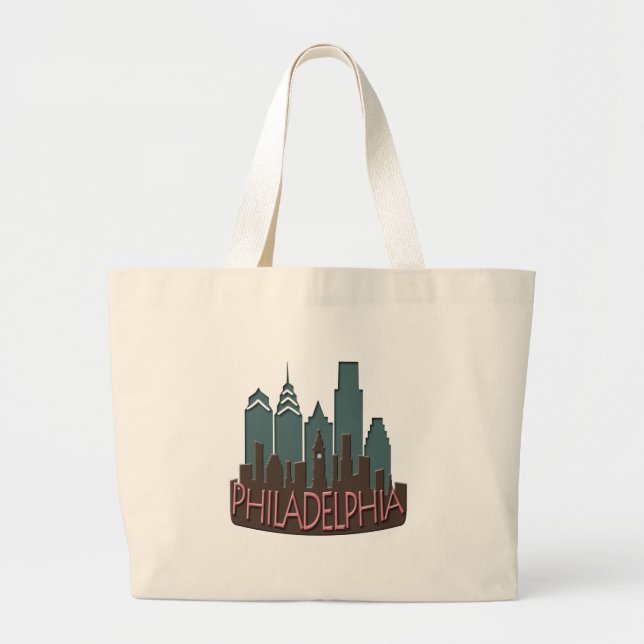 Grand Tote Bag Chocolat de newwave d'horizon de Philly (Devant)