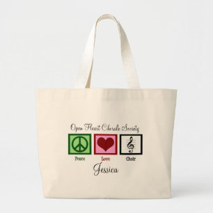 Grand Tote Bag Chorale Peace Love Cute personnalisée