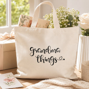 Grand Tote Bag Choses jolies de grand-mère en écriture élégante e