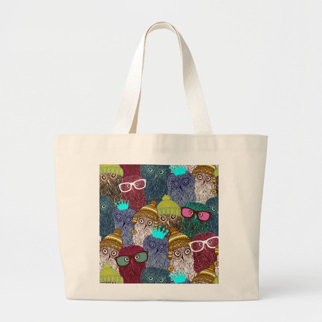 Grand Tote Bag Chouette dans la couronne (Devant)