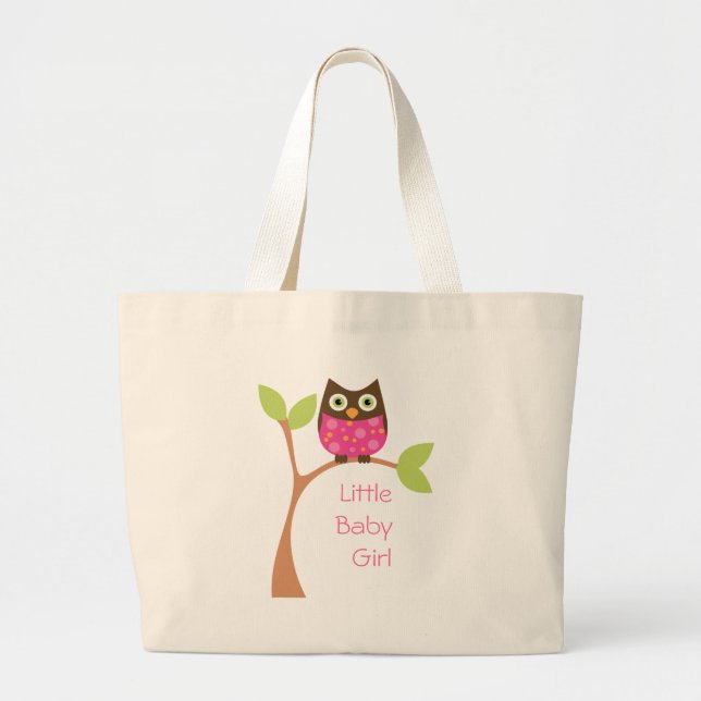Grand Tote Bag Chouette de bébé rose vif (Devant)
