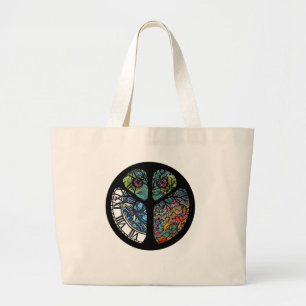 Grand Tote Bag Chouette de l'arbre des signes de la paix