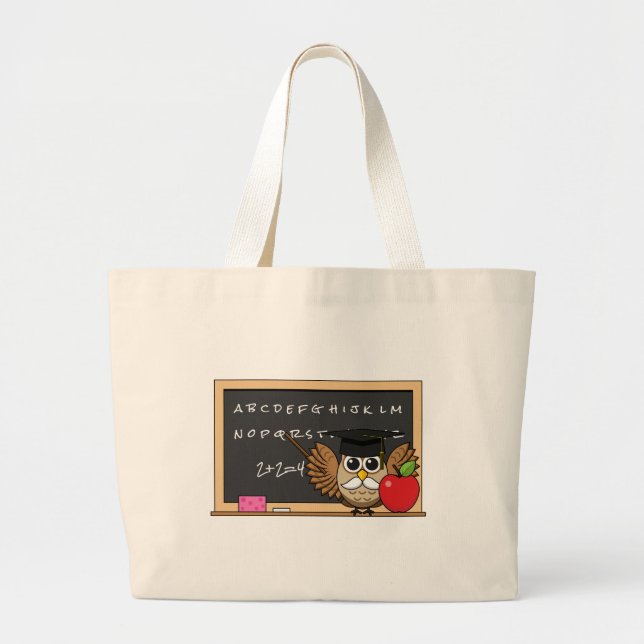 Grand Tote Bag Chouette de maître mignonne avec un dessin à la po (Devant)