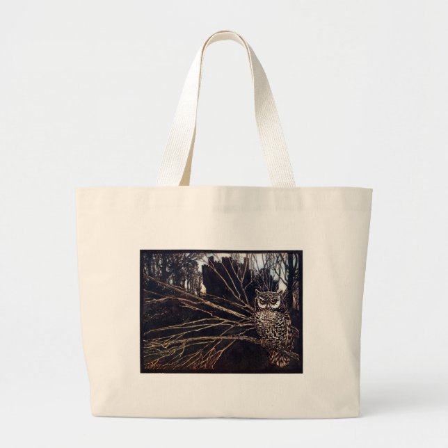 Grand Tote Bag Chouette de nuit vintage Rackham (Devant)