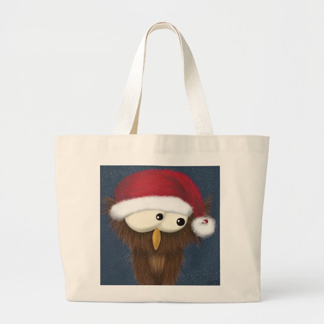 Grand Tote Bag Chouette mignonne et festive (Devant)