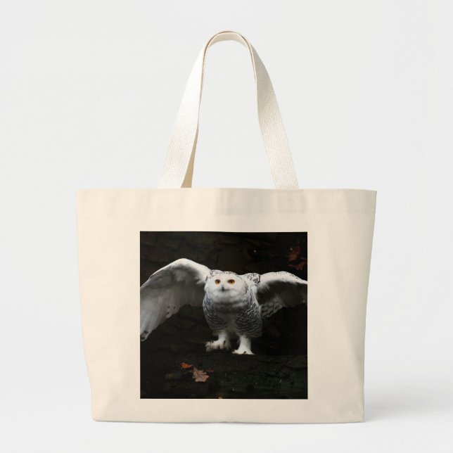 Grand Tote Bag Chouette neige avec ailes ouvertes jtcnm (Devant)