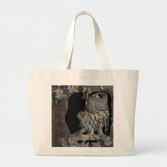 Grand Tote Bag Chouette rayée (Devant)