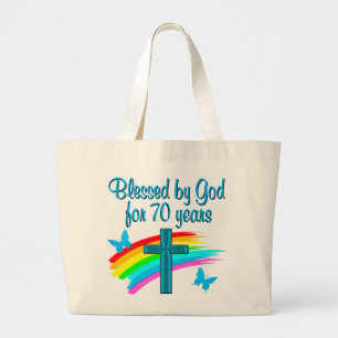 GRAND TOTE BAG CHRÉTIEN 70E ANNIVERSAIRE CROIX ET PLUIE