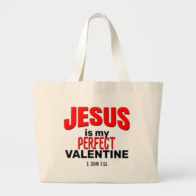 Grand Tote Bag Christian JÉSUS EST MA VALENTINE PARFAITE (Devant)