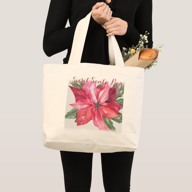 GRAND TOTE BAG CHRISTMAS CLASSIQUE POINSETTIA FLOWER SECRET PÈRE  (Devant (produit))