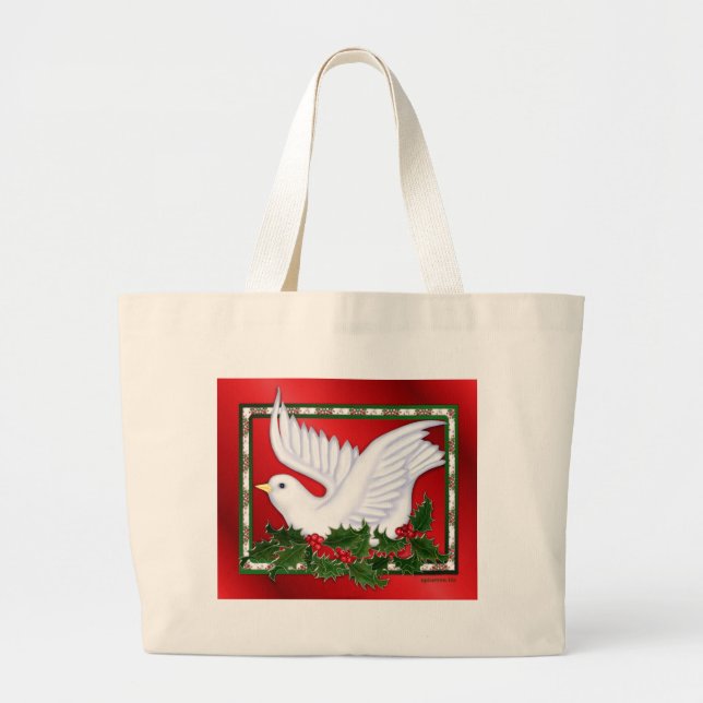Grand Tote Bag Christmas Dove & Holly (Devant)