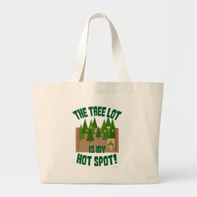 Grand Tote Bag Christmas Tree Lot Is My Hot Spot Holiday Cartoon  (Devant)