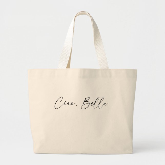 Grand Tote Bag Ciao, T-shirt moderne femmes Bell Bonjour, Beau (Devant)