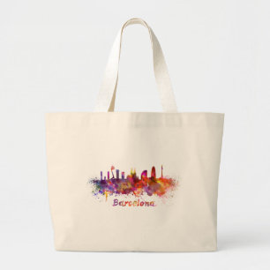 Grand Tote Bag Ciel de Barcelone en aquarelle
