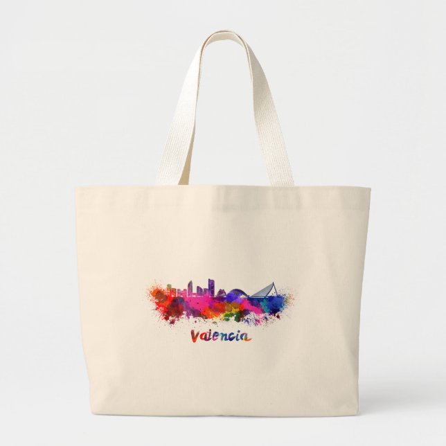 Grand Tote Bag Ciel de Valence en aquarelle (Devant)