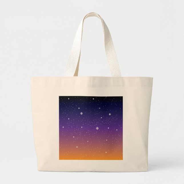 Grand Tote Bag Ciel d'étoile violet et or (Devant)