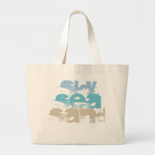 Grand Tote Bag Ciel, mer, plage Fourre-tout enorme fait sur