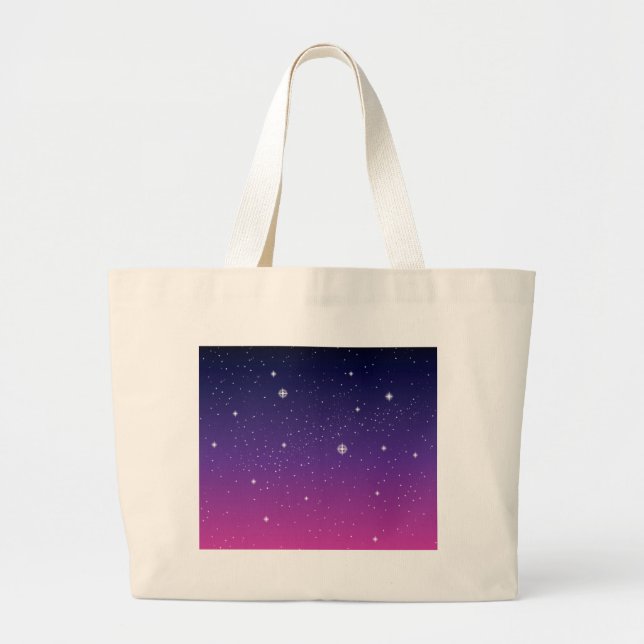 Grand Tote Bag Ciel nocturne étoilé violet foncé (Devant)