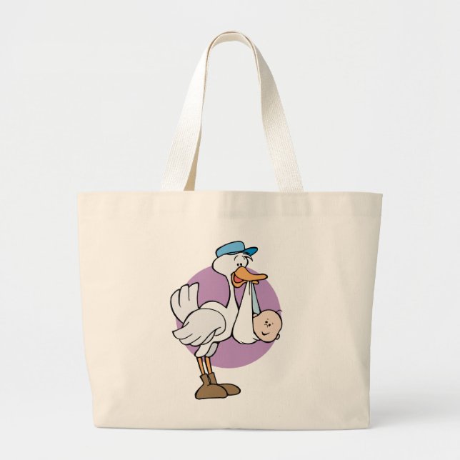 Grand Tote Bag Cigogne avec le bébé (Devant)