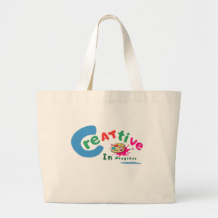 Grand Tote Bag Citation artistique colorée Créative en cours