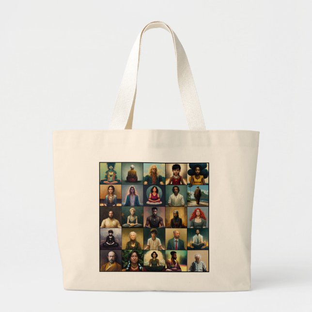 Grand Tote Bag Citation de Bouddha Fourre-tout : Méditez, ne soye (Devant)