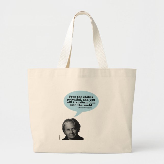 Grand Tote Bag citation de montessori de Maria (Devant)