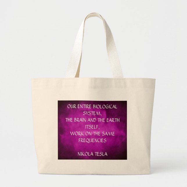 Grand Tote Bag Citation de Tesla sur le violet (Devant)