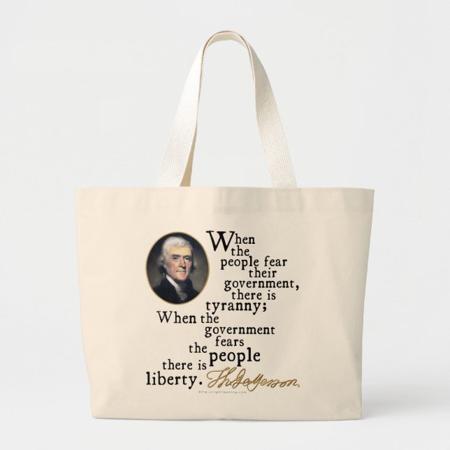 Grand Tote Bag Citation de Tyrannie-Liberté de Jefferson (Devant)