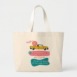 Grand Tote Bag Citation drôle de Yarnaholic sur la voie de la réc