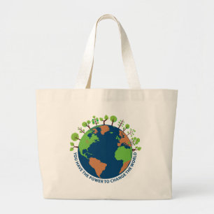 Grand Tote Bag Citation du jour de la Terre pour changer le monde