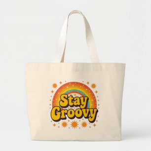 Grand Tote Bag Citez un arc-en-ciel bohème groovy