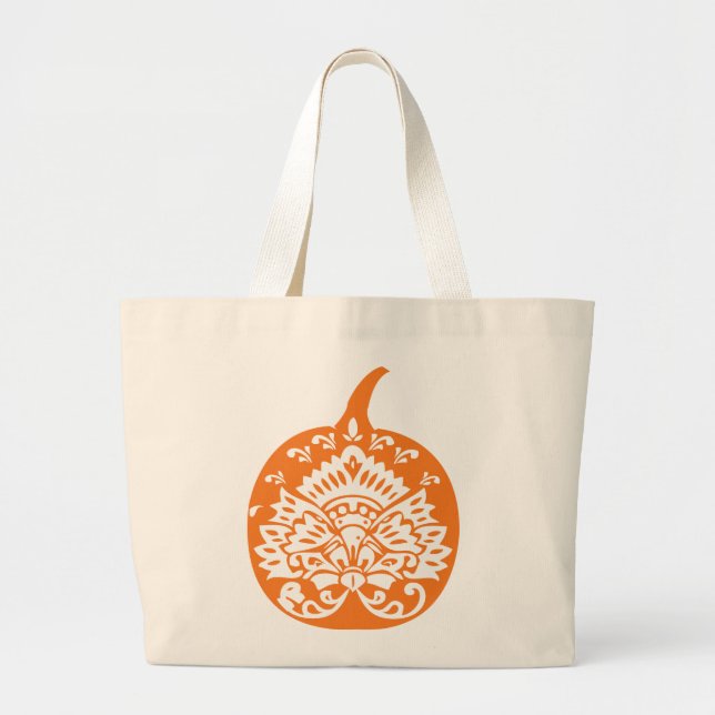 Grand Tote Bag Citrouille chic Fourre-tout (Devant)
