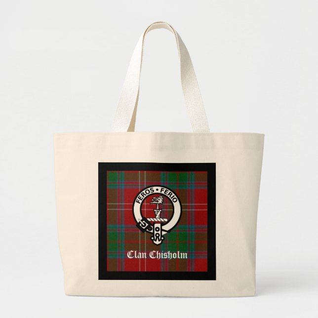 Grand Tote Bag Clan Chisholm Tartan & Crest Badge (Devant)