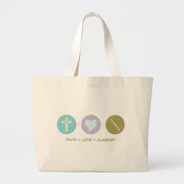Grand Tote Bag Clarinette d'amour de foi (Devant)