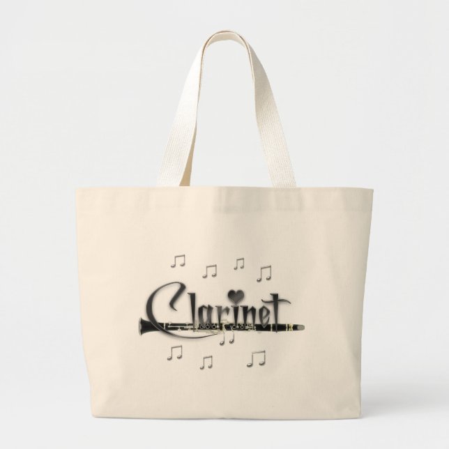 Grand Tote Bag Clarinette d'amour de la clarinette I (Devant)
