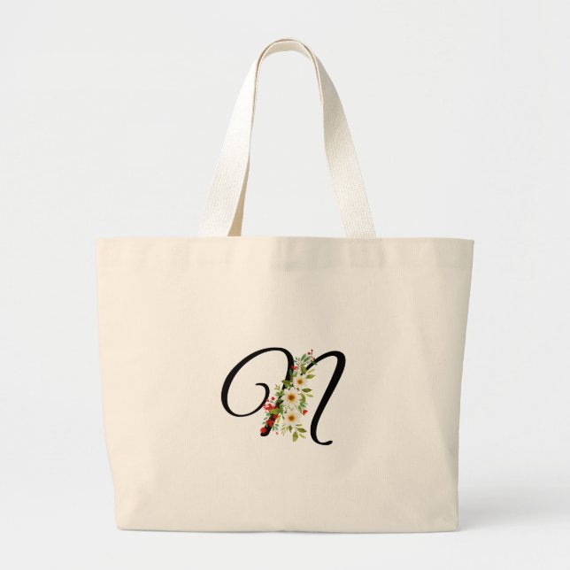 Grand Tote Bag Classic monogram N red white flower mother gift (Devant)