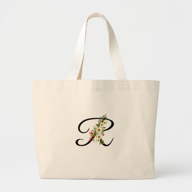 Grand Tote Bag Classic monogram R red white flower mother gift  (Devant)
