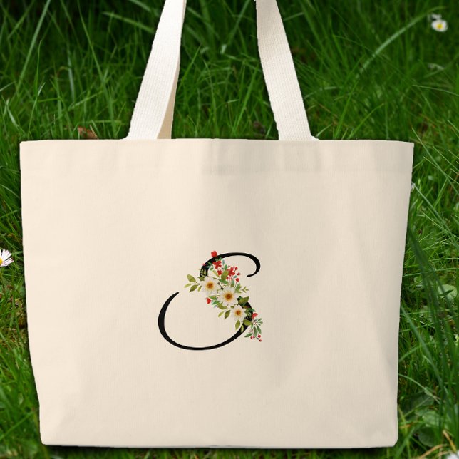 Grand Tote Bag Classic monogram S red white flower mother gift  (Créateur téléchargé)