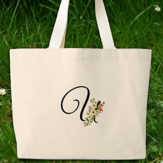 Grand Tote Bag Classic monogram U red white flower mother gift 