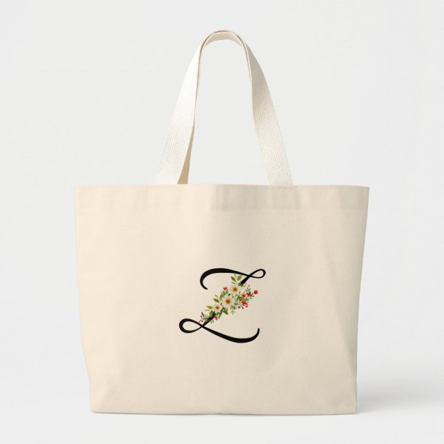 Grand Tote Bag Classic monogram Z red white flower mother gift  (Devant)