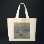 Grand Tote Bag Claude Monet Impression Sunrise Soleil Levant<br><div class="desc">Peinture de paysage impressionniste par Claude Monet - Chefs-d'oeuvre classiques - Claude Monet Nature Painting Series - Impression Sunrise Soleil Levant</div>