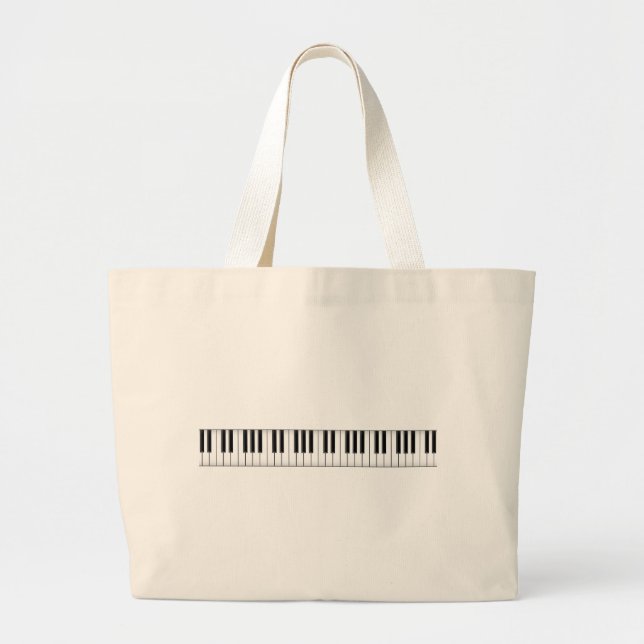 Grand Tote Bag Clés de clavier/piano : (Devant)