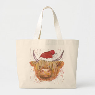 Grand Tote Bag client des montagnes de casquette de vache à Noël