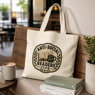 Grand Tote Bag Club de lecteurs antisociaux brodé style livresque