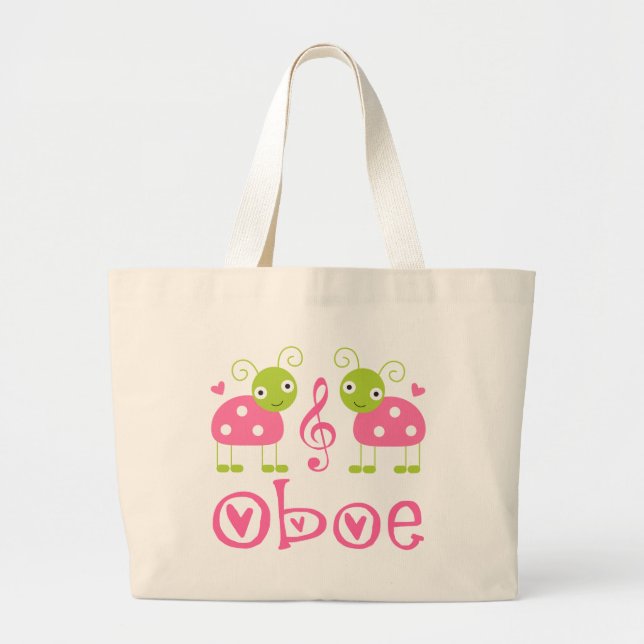 Grand Tote Bag Coccinelles mignonnes de rose de hautbois (Devant)