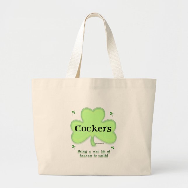 Grand Tote Bag Cocker Spaniel Heaven; Saint Patrick's day Cocker (Devant)