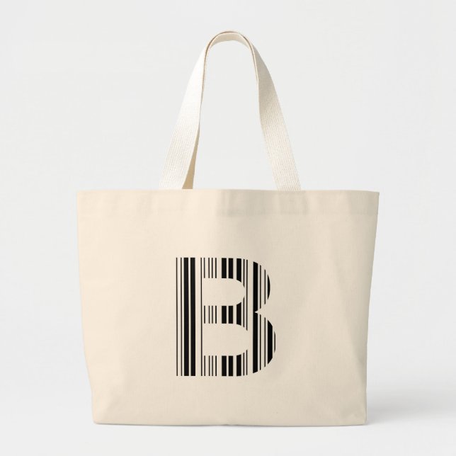 Grand Tote Bag CODE À BARRES DE LA LETTRE B Premier motif de code (Devant)